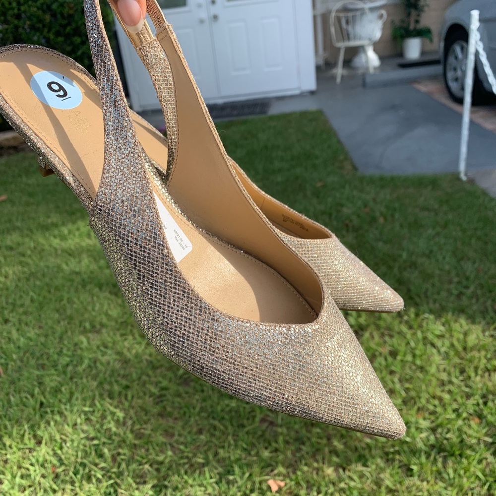 Gold shimmer heels